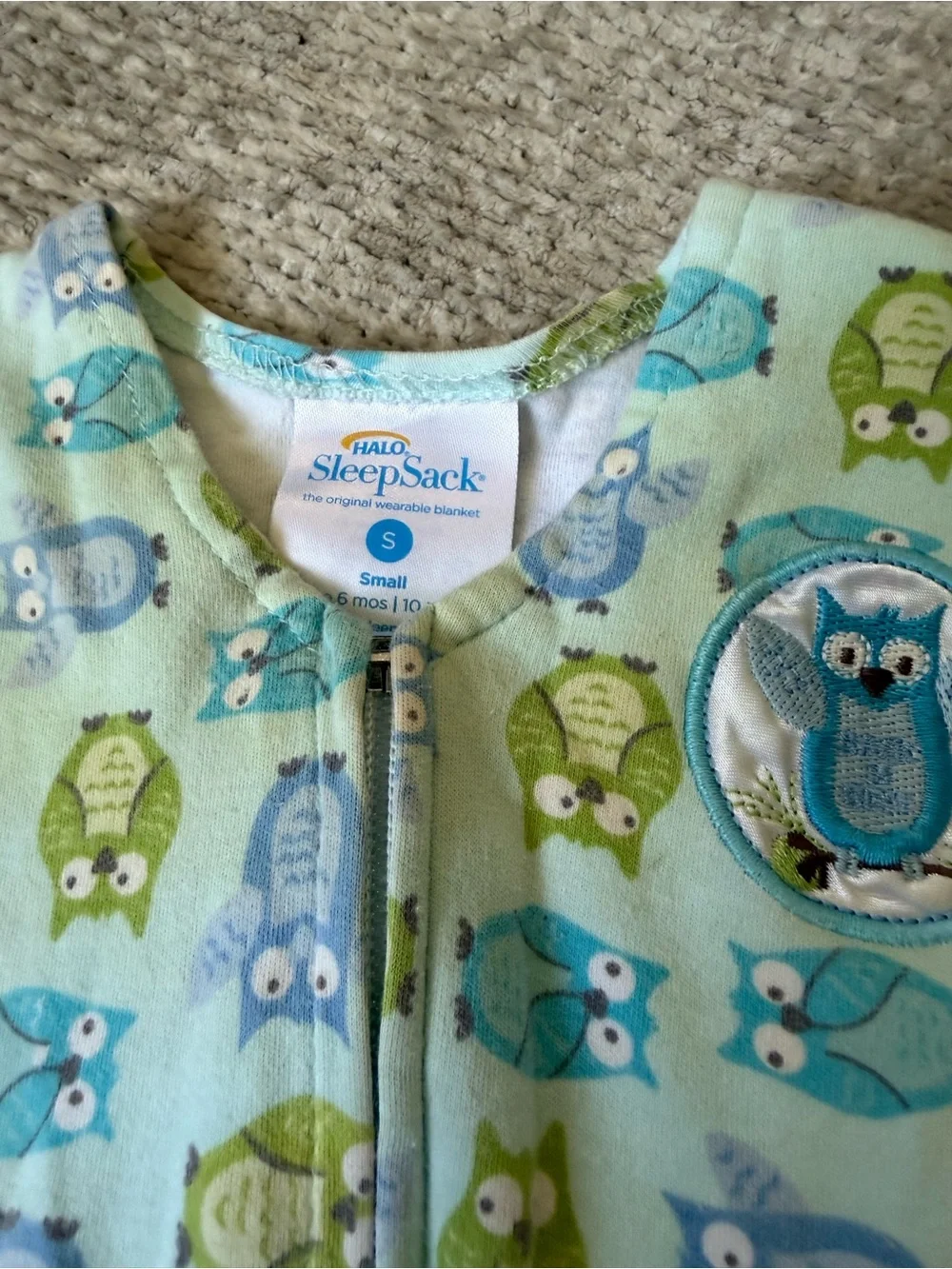 HALO SleepSack Wearable Blanket Owl Print Small 0–6 Months Sleep Bag